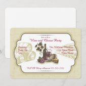 Wijn- en kaaspartij kaart (Voorkant / Achterkant)