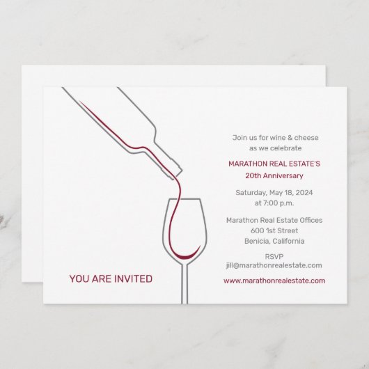 Wijn- en kaaspartij kaart (Voorkant / Achterkant)