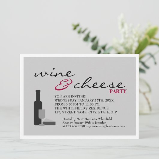 Wijn- en kaaspartij kaart (Staand voorkant)