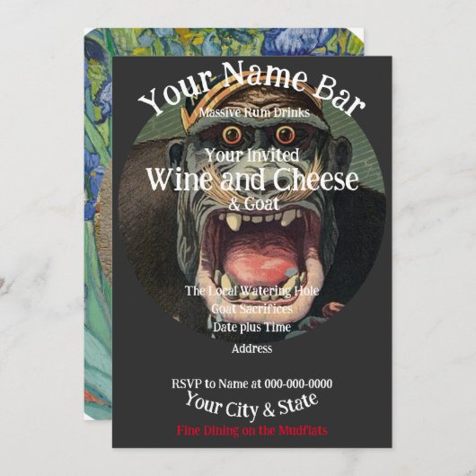 Wijn- en kaaspartij kaart (Voorkant / Achterkant)