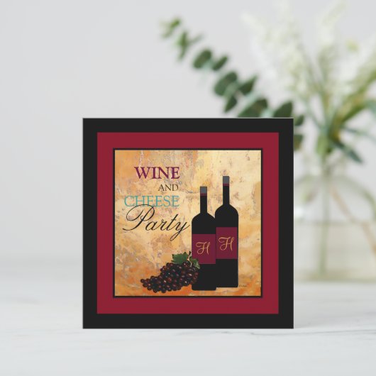 Wijn- en kaaspartij kaart (Staand voorkant)