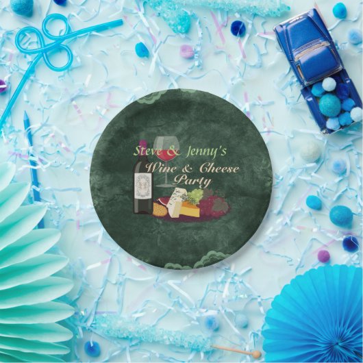 Wijn- en kaaspartij papieren bordje (Feest)