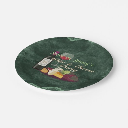 Wijn- en kaaspartij papieren bordje (Gekanteld)