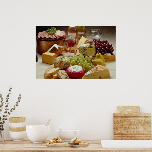 Wijn- en kaaspartij poster (Keuken)