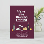 Wijn- en kaaspartjes, wijnflessen, vruchten kaart (Staand voorkant)