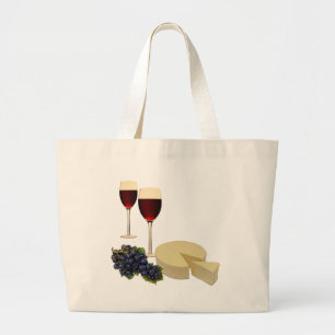 Wijn- en kaasreeksen grote tote bag