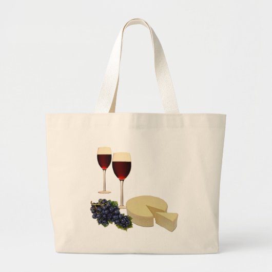 Wijn- en kaasreeksen grote tote bag (Voorkant)