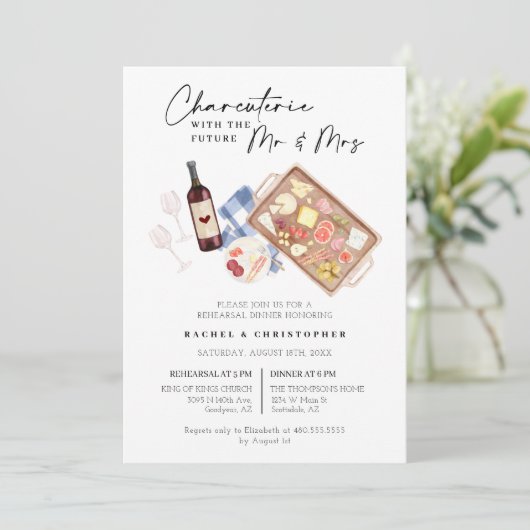 Wijn- en kaasrepetitie in Charcuterie Board Kaart (Staand voorkant)