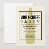 Wijn- en kaasuitnodigingen kaart (Voorkant / Achterkant)