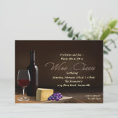 Wijn- en kaasuitnodigingen kaart (Staand voorkant)