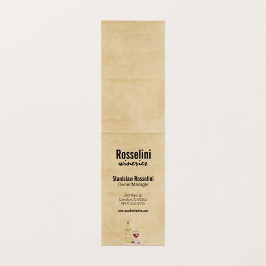 Wijn- en kaaswijnmakerij gevouwen visitekaartje (Binnenkant ongevouwen)