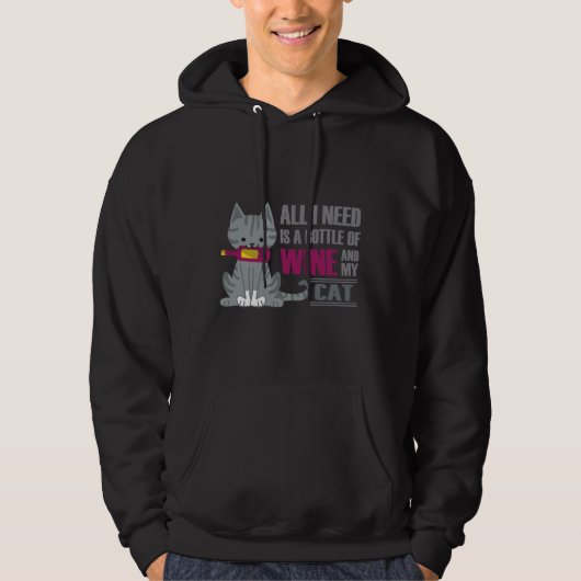 Wijn en katten hoodie (Voorkant)