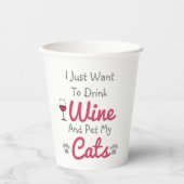 Wijn en katten papieren bekers (Voorkant)