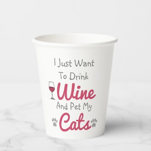 Wijn en katten papieren bekers (Voorkant)