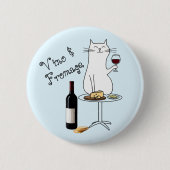 Wijn- en kattenliefhebber, praat vandaag alleen me ronde button 5,7 cm (Voorkant)