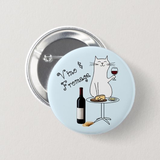 Wijn- en kattenliefhebber, praat vandaag alleen me ronde button 5,7 cm (Voorkant /achterkant)