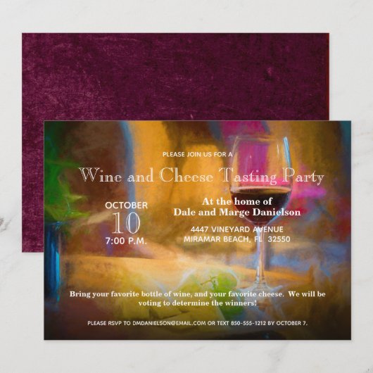 Wijn- en kauwgaas- en kledingpartij kaart (Voorkant / Achterkant)