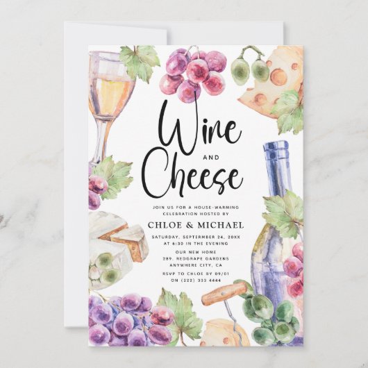 Wijn- en kauwgietijzer Housewarming Party Kaart (Voorkant)