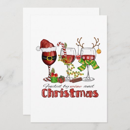 Wijn en kerst kaart (Voorkant / Achterkant)
