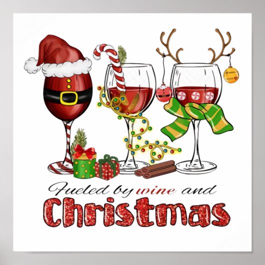 Wijn en kerst poster (Voorkant)