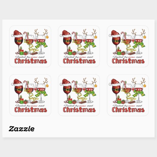 Wijn en Kerst stickers (Vel)