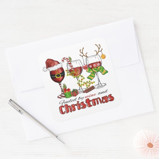 Wijn en Kerst stickers (Envelop)