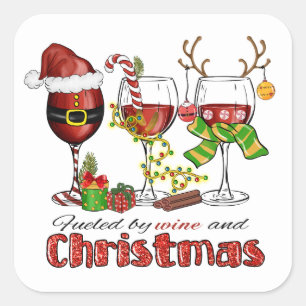 Wijn en Kerst stickers