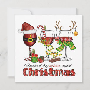 Wijn en kerst wenskaart notitiekaartje