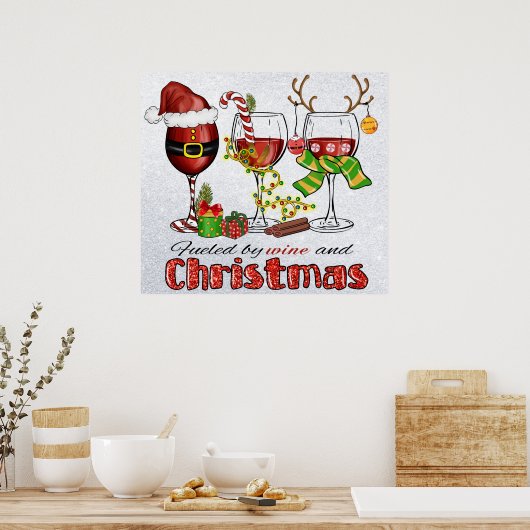 Wijn en kerstPoster Poster (Keuken)