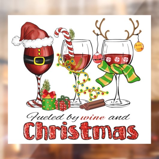 Wijn- en kerstvensterkoeling raamsticker (Vel 2)