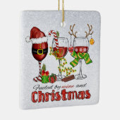 Wijn en kerstversiering keramisch ornament (Rechts)