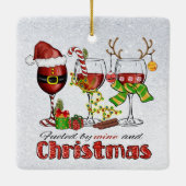 Wijn en kerstversiering keramisch ornament (Achterkant)