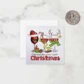 Wijn en kerstWenskaart Notitiekaartje (Voorkant / Achterkant in situ)
