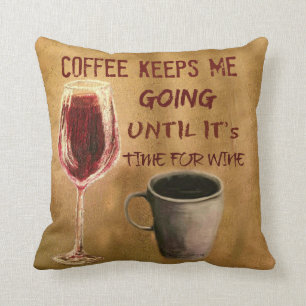 Wijn en koffie Hou me op Sierkussen