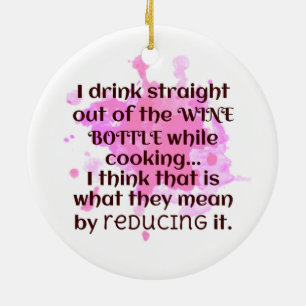 Wijn en koken Joke Gift FUNNY Red en Roze Keramisch Ornament