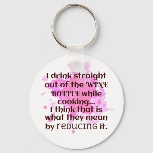 Wijn en koken Joke Gift FUNNY Red en Roze Sleutelhanger