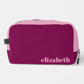 Wijn en licht roze met naam toilettasje (Voorkant)