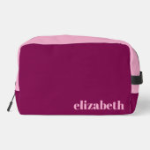 Wijn en licht roze met naam toilettasje (Achterkant)