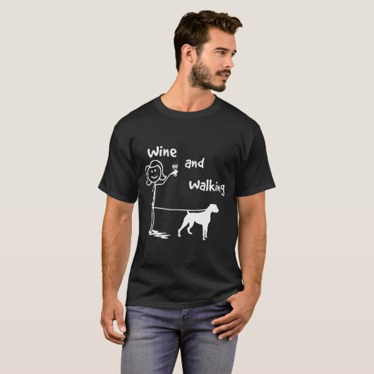 Wijn en loopboxer Dog T-shirt (Voorkant volledig)