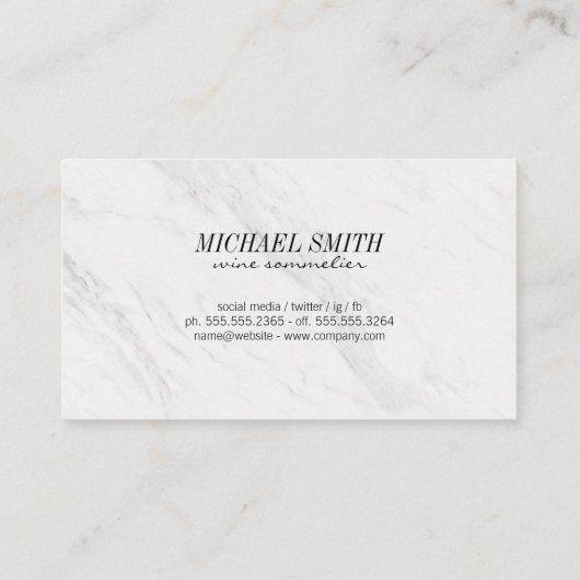 Wijn en Marble Punch Kaart Visitekaartje (Achterkant)