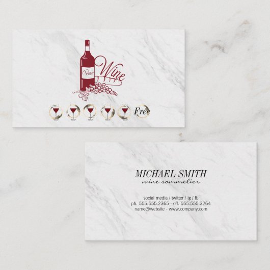 Wijn en Marble Punch Kaart Visitekaartje (Voorkant / Achterkant)