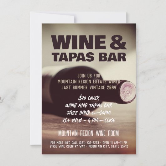 Wijn en Muziek Aangepaste Flyer Uitnodiging (Voorkant)