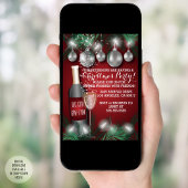 Wijn en Ornamenten Red Christmas Holiday Party Kaart