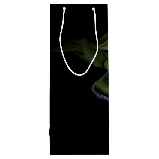 Wijn en paarse tulpen wijn cadeautas (Achterkant)