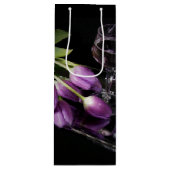 Wijn en paarse tulpen wijn cadeautas (Voorkant)