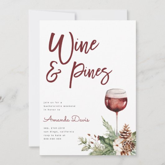 Wijn- en pijnbomen Cabin Mountain Bachelorette Wee Kaart (Voorkant)
