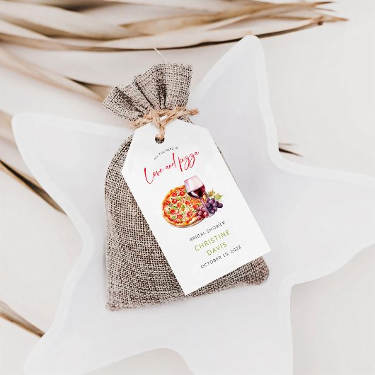 Wijn En Pizza Bruidsfeest Cadeaulabel