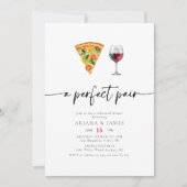 Wijn en Pizza Perfect Paar Rehearsal Dinner Kaart (Voorkant)
