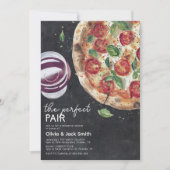 Wijn en pizza perfect paar repetitie diner kaart (Voorkant)