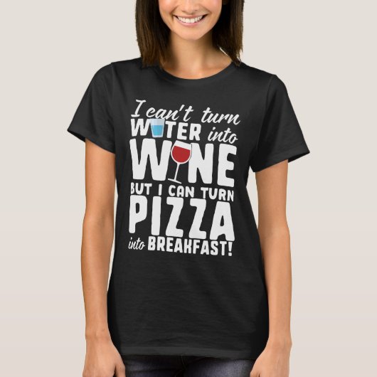 Wijn en pizza t-shirt (Voorkant)